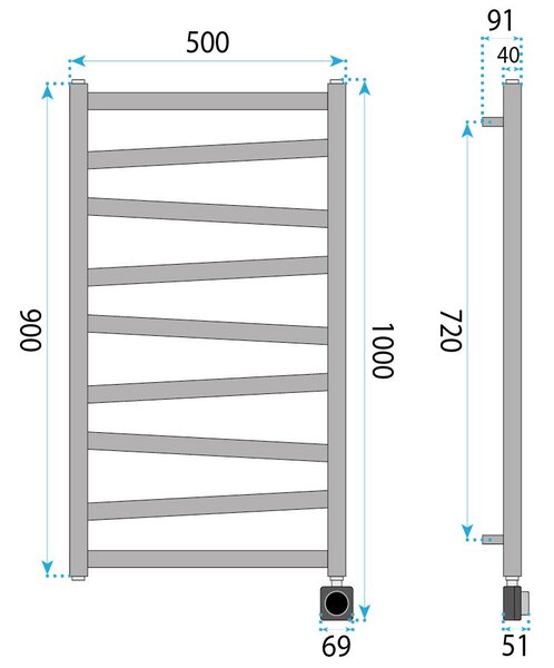 Електрически радиатор Rea Tevo 90X50 Black