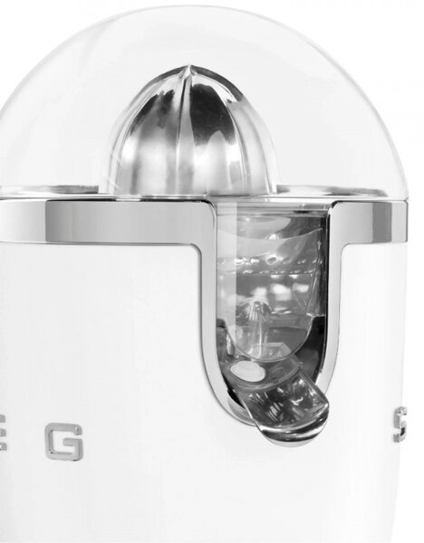 Електрическа цитрус преса Smeg CJF11WHMEU, 70 W, Антикапкова система, Противоплъзгаща се основа, Бял мат