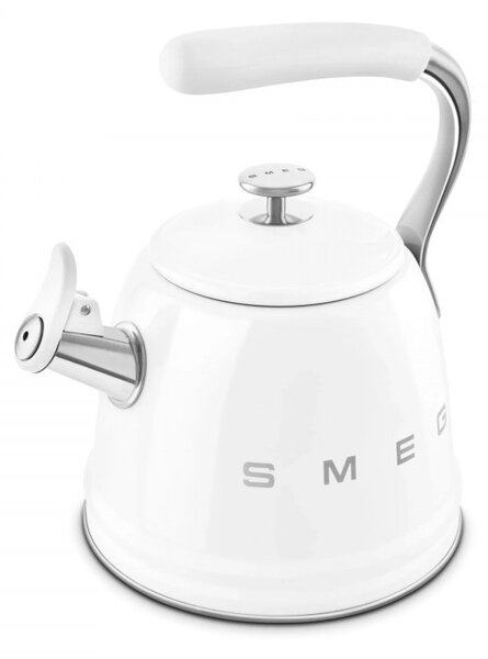 Свирещ чайник Smeg CKLW2001WH, 2.3 л, Индукция, Ненагряваща се дръжка, Стомана, Бял