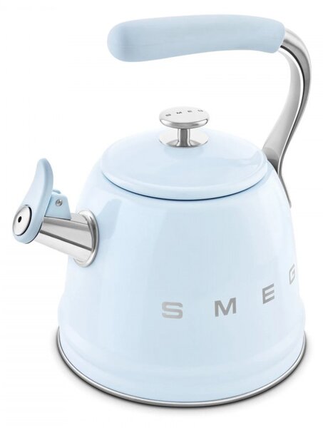 Свирещ чайник Smeg CKLW2001PB, 2.3 л, Индукция, Ненагряваща се дръжка, Стомана, Пастелно син