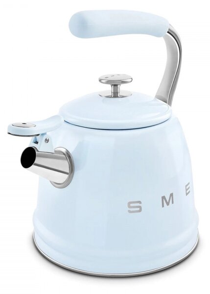 Свирещ чайник Smeg CKLW2001PB, 2.3 л, Индукция, Ненагряваща се дръжка, Стомана, Пастелно син
