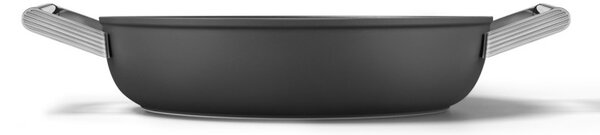 Плитка тенджера с капак Smeg DPF2812BLM, 28 см, 4.3 л, Керамично незалепващо покритие, Фурна до 250C, Без PFAS, Индукция, Черен