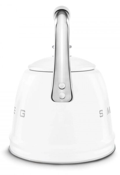Свирещ чайник Smeg CKLW2001WH, 2.3 л, Индукция, Ненагряваща се дръжка, Стомана, Бял