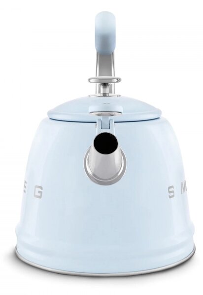 Свирещ чайник Smeg CKLW2001PB, 2.3 л, Индукция, Ненагряваща се дръжка, Стомана, Пастелно син