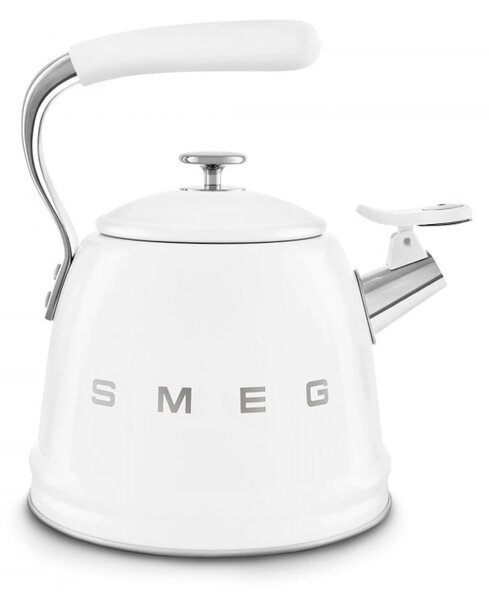 Свирещ чайник Smeg CKLW2001WH, 2.3 л, Индукция, Ненагряваща се дръжка, Стомана, Бял