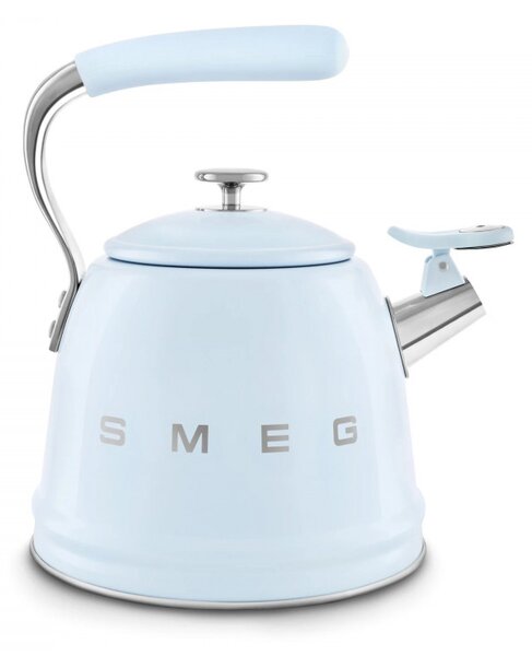 Свирещ чайник Smeg CKLW2001PB, 2.3 л, Индукция, Ненагряваща се дръжка, Стомана, Пастелно син