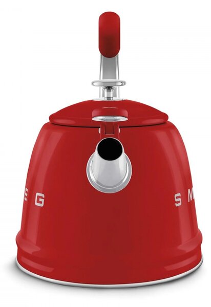 Свирещ чайник Smeg CKLW2001RD, 2.3 л, Индукция, Ненагряваща се дръжка, Стомана, Червен