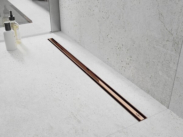 Mexen Flat 360° Slim въртящ се линеен сифон 60 см, розово злато - 1641060
