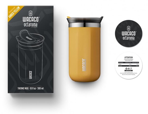 Термочаша Wacaco Octaroma Lungo Amber Yellow, 300ml, Вакуумно изолирана, Двойни стени, Без BPA, Жълт