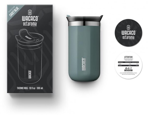 Термочаша Wacaco Octaroma Lungo Cadet Blue, 300ml, Вакуумно изолирана, Двойни стени, Без BPA, Син