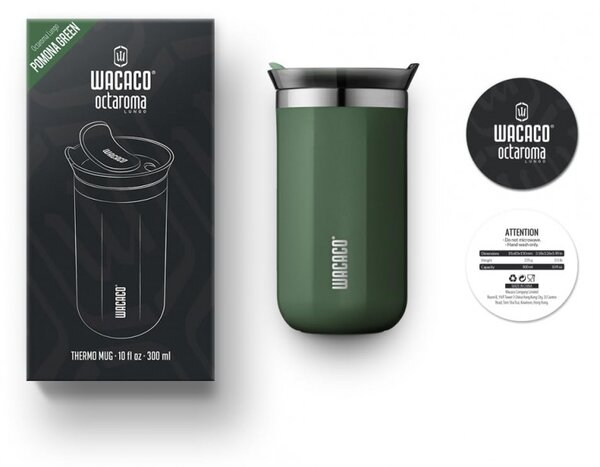 Термочаша Wacaco Octaroma Lungo Pomona Green, 300ml, Вакуумно изолирана, Двойни стени, Без BPA, Зелен