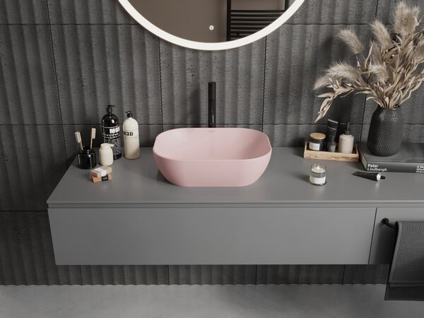 Mexen Rosa Монтирана върху плот мивка 50 x 40 см, розов мат - 21095044