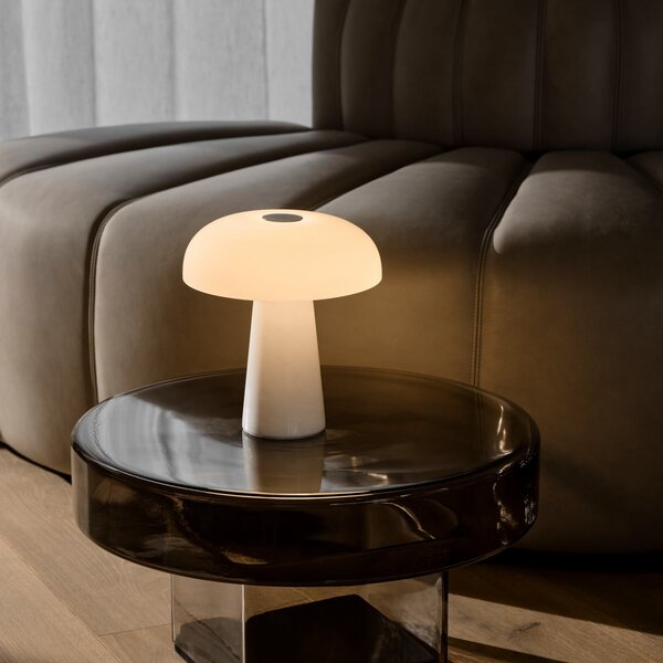 DFTP by Nordlux LED настолна лампа с акумулатор „Glossy mini“, бял мрамор, регулиране на, Затъмняване, Бял, Дневна/трапезария, Мрамор, Модерен