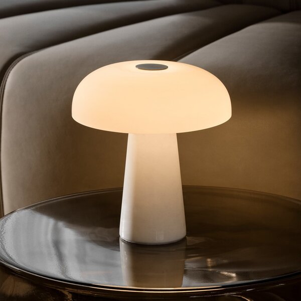 DFTP by Nordlux LED настолна лампа с акумулатор „Glossy mini“, бял мрамор, регулиране на, Затъмняване, Бял, Дневна/трапезария, Мрамор, Модерен
