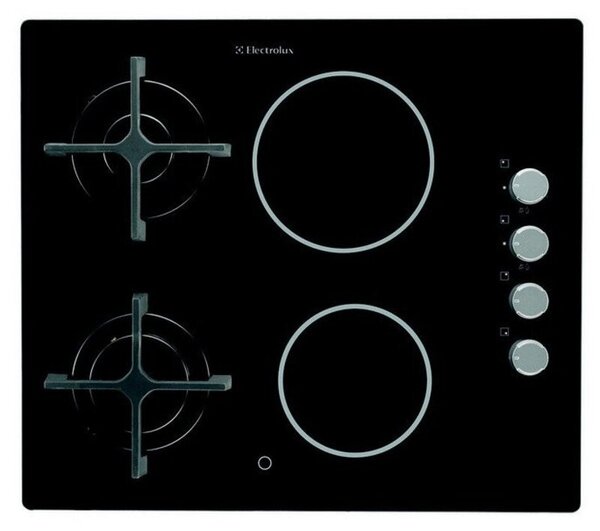 Плот за вграждане Electrolux EGE6172NOK, 7600W, Газ и електричество, Електронно запалване, Индикатор за остатъчна топлина, Черен