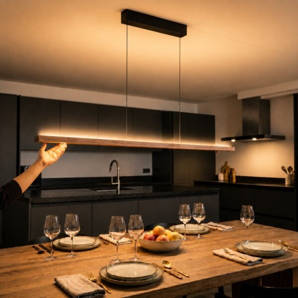 Immax NEO 07309L-LED Димируем полилей на кабел с вграден сензор MADEIRA 37W/230V 157 см орех