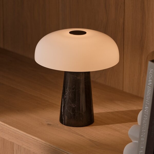 DFTP by Nordlux LED настолна лампа с акумулатор „Glossy mini“, черен мрамор, регулиране на, Затъмняване, Черен, Дневна/трапезария, Мрамор, Модерен