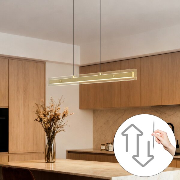 Модерен висящa лампa месинг с прозрачно стъкло с LED Easylift - Catch
