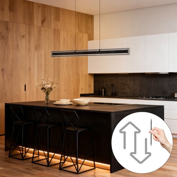 Модерен висящ лампион черен с димно стъкло, включително LED Easylift - Catch