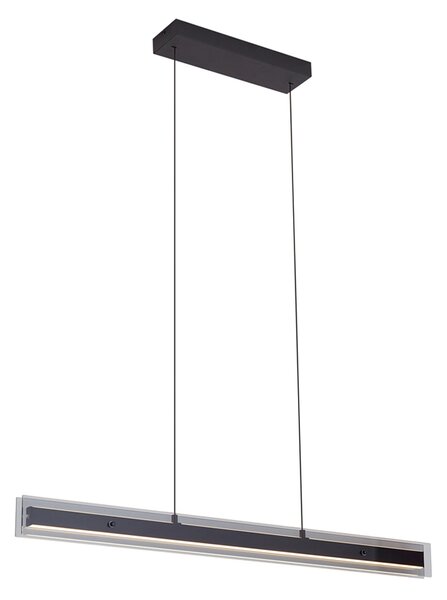 Модерен висящ лампион черен с димно стъкло, включително LED Easylift - Catch