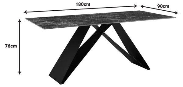 Маса MEJA от синтерован камък, черен мрамор - метални крака 180x90x76см