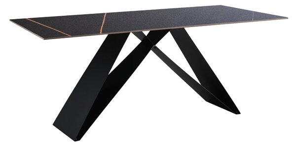 Маса MEJA от синтерован камък, черен мрамор - метални крака 180x90x76см