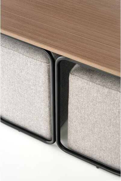 КОМПЛЕКТ холна маса NILDO 90x45 см с 2 табуретки, кафяв/сив