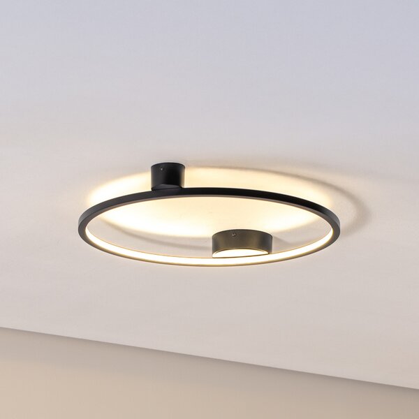 Milagro Lighting LED таванна лампа Saturno, черна, Ø 50 cm, метал, 4000 K, Черен, Дневна/трапезария, Алуминий, Модерен
