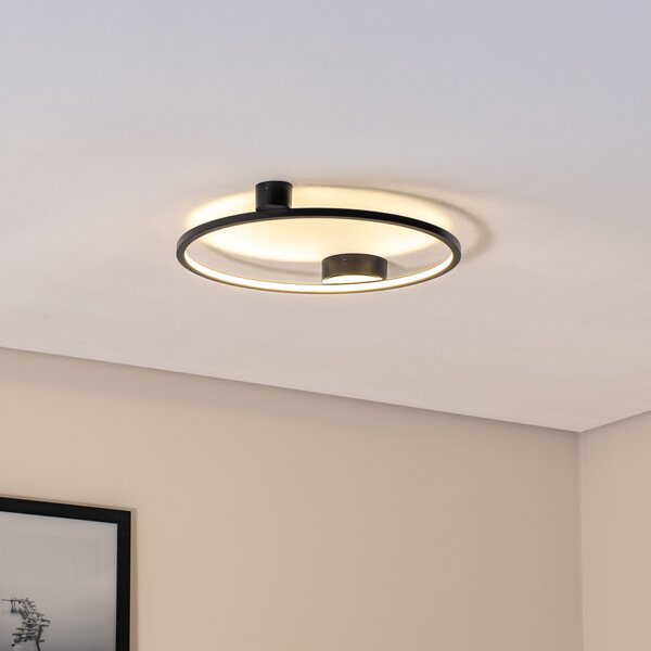 Milagro Lighting LED таванна лампа Saturno, черна, Ø 50 cm, метал, 4000 K, Черен, Дневна/трапезария, Алуминий, Модерен
