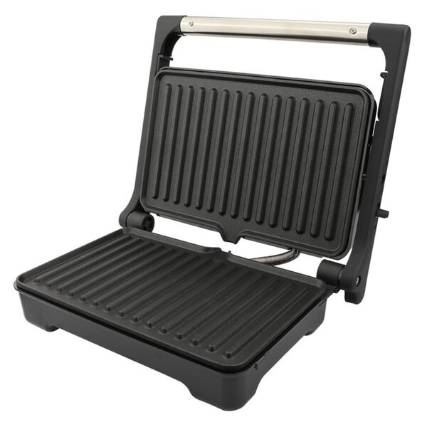 Грил скара Rosberg R51442I, 1500W, Отваряне на 180 гр, Незалепваща, Тава за мазнина, Инокс/черен