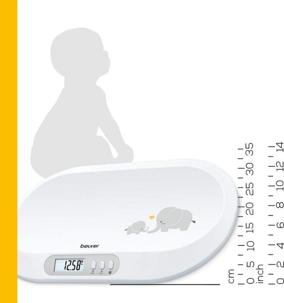 Бебешка електронна везна Beurer BY 90, Smart, LCD дисплей, Bluethooth, Макс. тегло 20кг, Бял