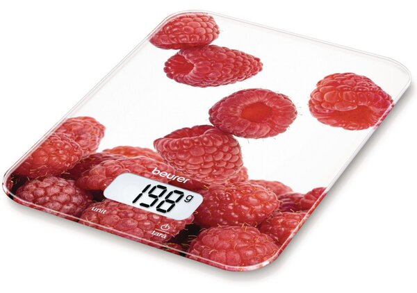 Кухненска везна Beurer KS 19 Berry, До 5 кг, ТАРА, Сензорно управление, LCD, Стъкло, Ултратънка, Червен