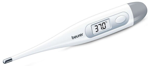 Дигитален термометър Beurer FT 09/1, Водоустойчив, Памет, Без живак, Звуков сигнал, Дисплей, Бял