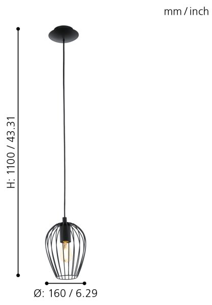 Eglo 49477 - Полилей NEWTOWN 1xE27/60W/230V