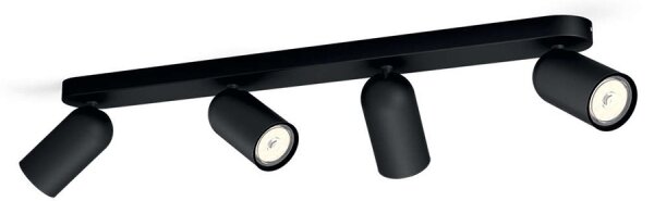 Philips - LED RGBW димируемо точково осветително тяло 4xGU10/4,8W/230V3000K черно + с дистанционно управление