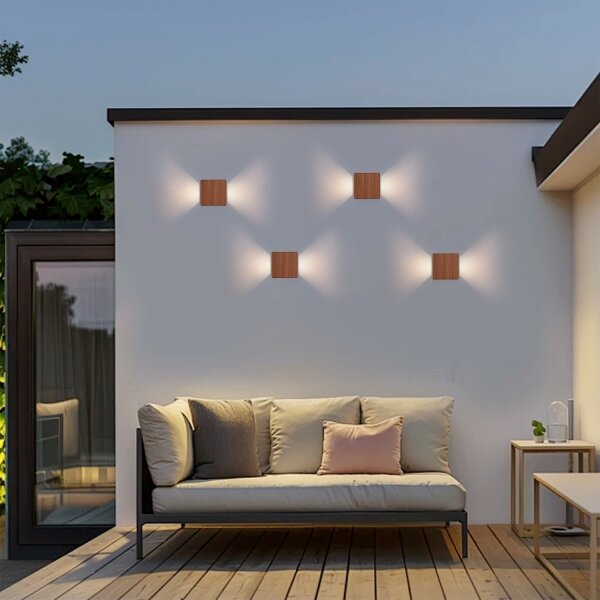 Brilagi - LED външна стенна лампа DOUBLERAY LED/6W/230V с дървесен декор IP54