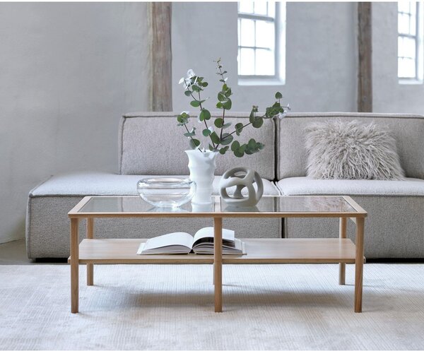 Стъклена масичка за кафе в естествен цвят 41x60 cm Elba - Unique Furniture