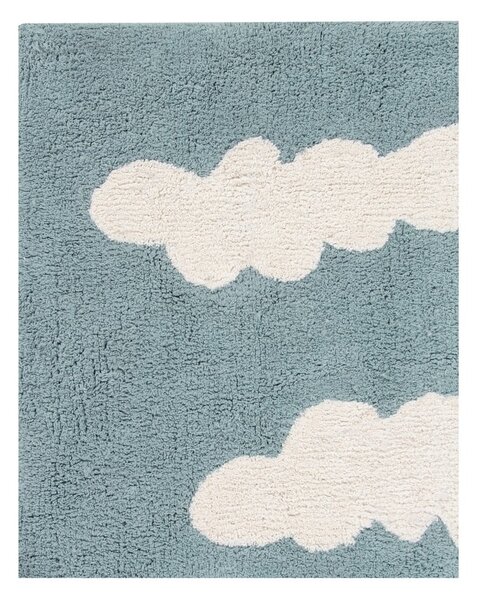 Син ръчно изработен памучен детски килим подходящ за пране 120x160 cm Clouds Vintage Blue – Lorena Canals