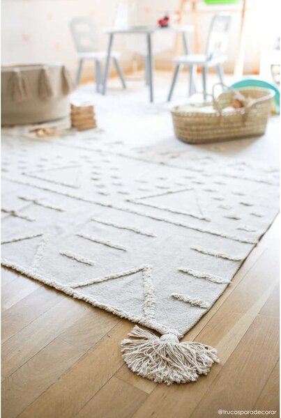 Бял ръчно изработен памучен килим подходящ за пране 170x240 cm Tribu Natural – Lorena Canals