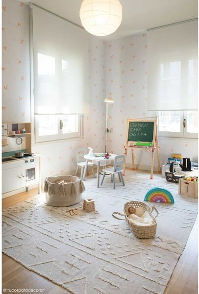 Бял ръчно изработен памучен килим подходящ за пране 170x240 cm Tribu Natural – Lorena Canals