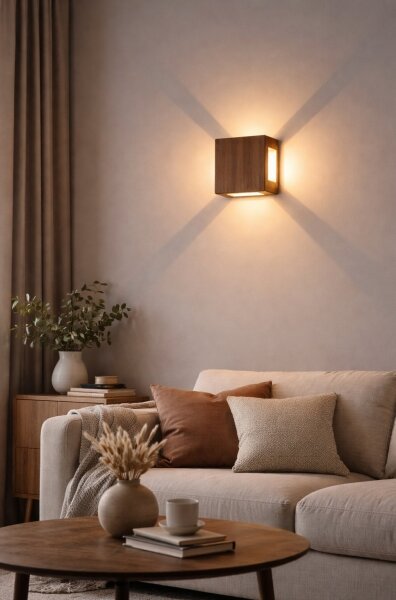 Brilagi - QUADRAY LED външно стенно осветително тяло 6W/230V, дървесен декор, IP54