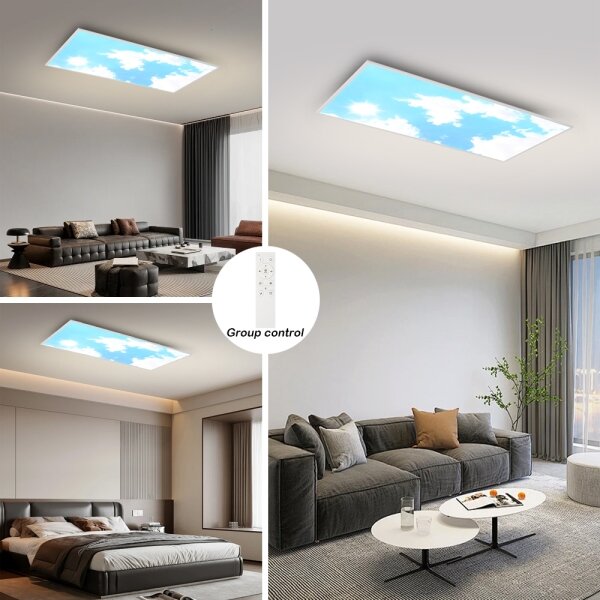 Brilagi - LED димируемо таванно осветително тяло SLIMFRAME SKY LED/80W/230V 120x60 см сребрист/син + дистанционно