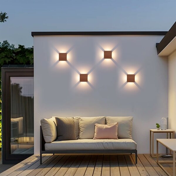 Brilagi - QUADRAY LED външно стенно осветително тяло 6W/230V, дървесен декор, IP54