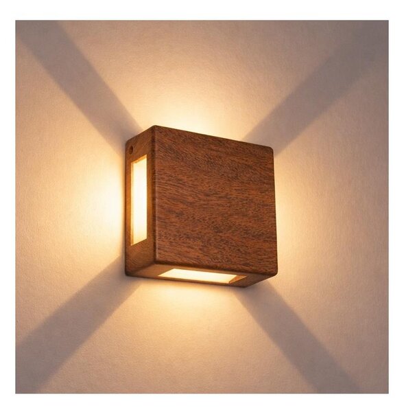 Brilagi - QUADRAY LED външно стенно осветително тяло 6W/230V, дървесен декор, IP54