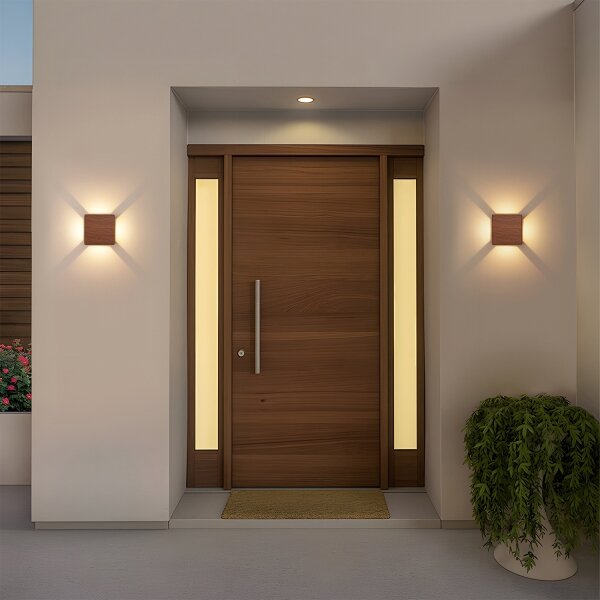 Brilagi - QUADRAY LED външно стенно осветително тяло 6W/230V, дървесен декор, IP54