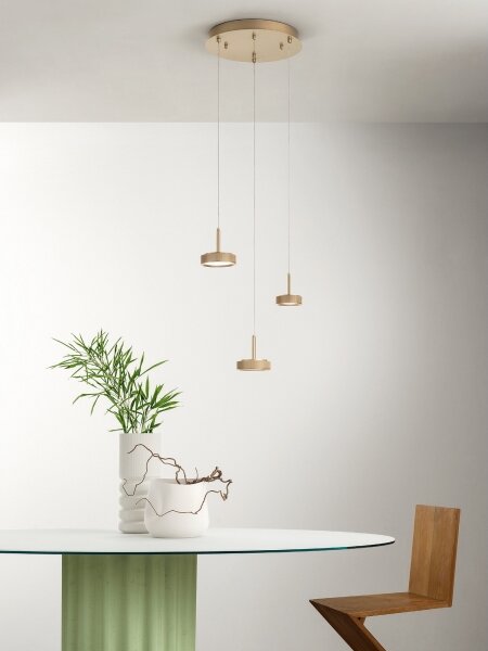 Ondaluce - Висящ полилей на кабел NINA LED, димируем, 24W/230V, Ø 35 см, златист