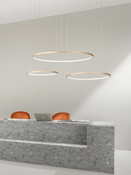 Ondaluce - LED димируем полилей на кабел SOEL LED/28W/230V Ø 60 см златен