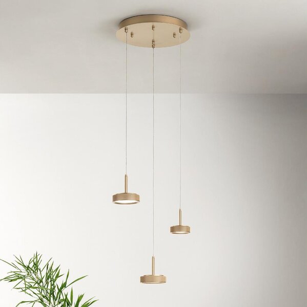 Ondaluce - Висящ полилей на кабел NINA LED, димируем, 24W/230V, Ø 35 см, златист