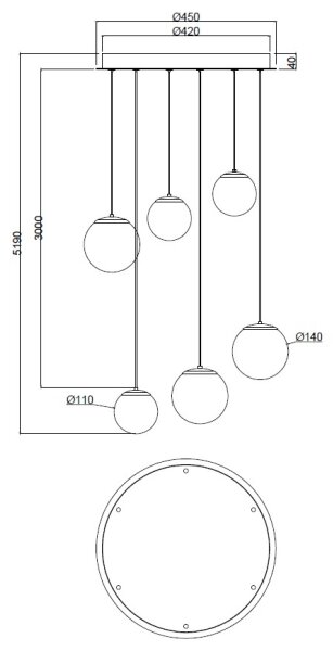 Ondaluce - LED полилей на кабел SANTOS LED/48W/230V Ø 45 cm златист/бял