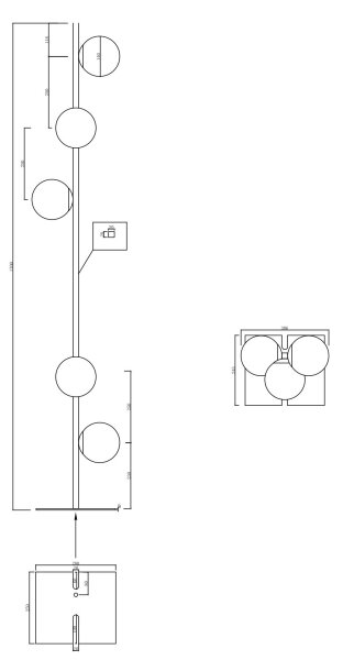 Ondaluce - Подова лампа MONILE 5xE14/10W/230V 170 cm черна/опушено-черна